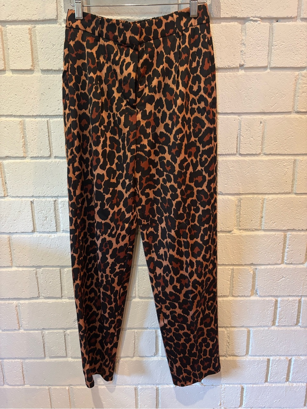 J. Crew Black and Brown Satiny Leopard-Print Pants